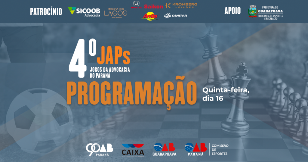Confira a programação dos JAPs de quinta-feira (16)