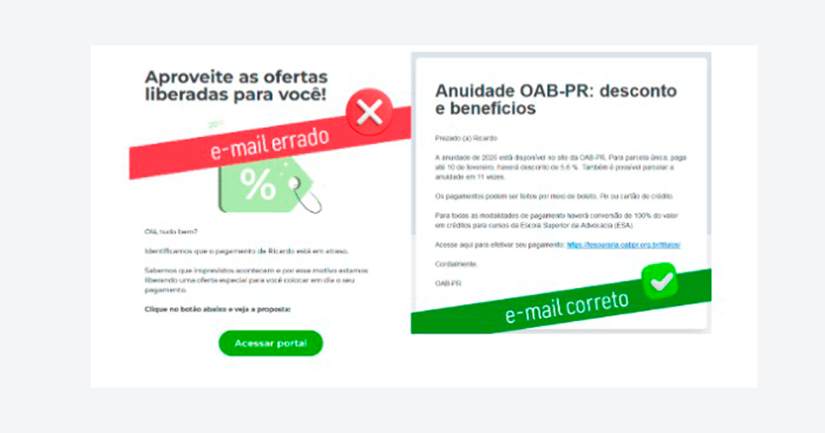 E-mail que apontou erronamente débitos de anuidades pagas deve ser desconsiderado