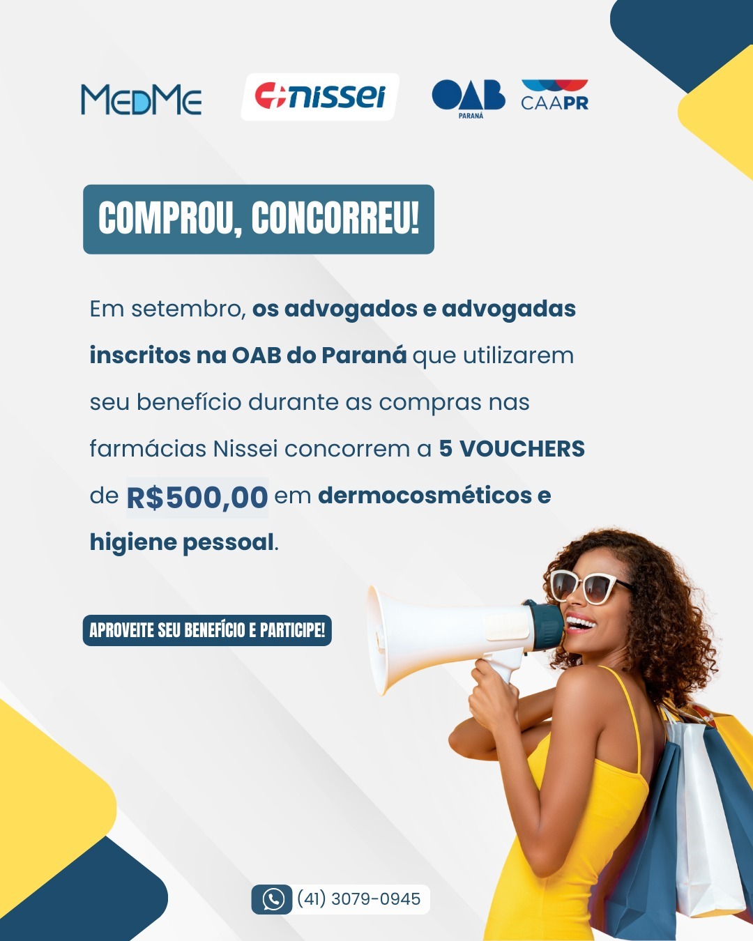 Em setembro, os advogados e advogadas inscritos na OAB Paraná que utilizarem seu benefício durante as compras nas lojas Nissei concorrem a vouchers