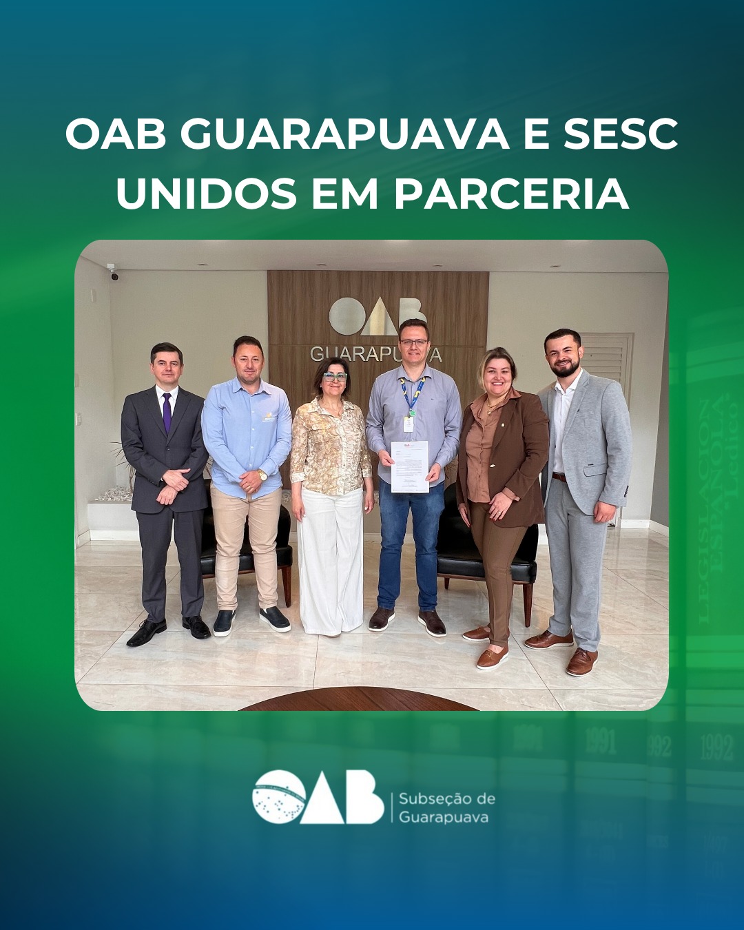 Reunião entre a OAB Subseção de Guarapuava e o SESC